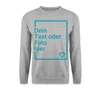 Spreadshirt Unisex Pullover Selbst Gestalten Mit Foto Oder Text | Sweatshirt Personalisiert Unisex Pullover, XXL, Weißgrau meliert