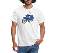 Spreadshirt Vintage Dunkelblaue Simson Schwalbe Moped Männer T-Shirt, S, Weiß