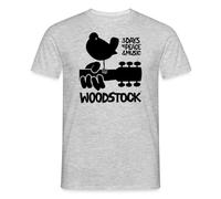 Spreadshirt Woodstock Logo Schwarz 3 Days of Peace & Music Männer T-Shirt, M, Grau meliert