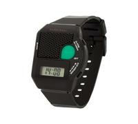 Marschall Deutsch sprechende Armbanduhr mit großem, grünem Sprachknopf I 1101 I Schwarz I Stündliche Zeitansage I Wecker I Perfekt für Senioren, Blinde und Demenzkranke