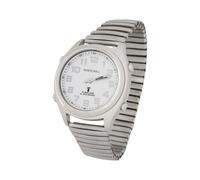 Sprechende Funk-Armbanduhr weiß Damen / Herren Sprachausgabe Metallzugband