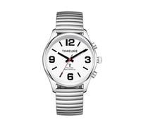 Sprechende Funkarmbanduhr mit Analoganzeige, Datums- und Zeitansage, automatischer Zeiteinstellung, Alarm und Stundenschlag,TIMEURE-2309L (Silber)