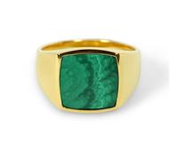 Sprezzi Fashion Herren Ring Siegelring mit Malachit Stein grün 925 Silber vergoldet massiv quadratisch eckig poliert glänzend | Männer-Schmuck aus Deutschland mit Geschenkbox (54)
