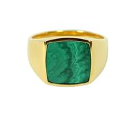 Sprezzi Fashion Herren Ring Siegelring mit Malachit Stein grün 925 Silber vergoldet massiv quadratisch eckig poliert glänzend | Männer-Schmuck aus Deutschland mit Geschenkbox (64)