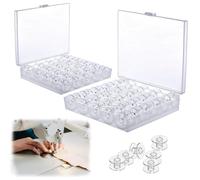 Sprießen 50 Stück Nähmaschinen Spulen,Nähmaschine Unterfadenspulen Mit Transparent Spulenbox,Garnrollen Aufbewahrung,Für Brother,Janome,W6,Babylock,Kenmore,Singer