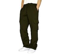 Sprifloral Herren Casual Cargo Arbeitshose Fleece Jogginghose Jogger Sweatpant mit Taschen S-3XL, grün, XL