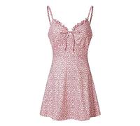 Spring Deals Hosenrock Damen Kleid Midi Spaghettiträgerkleid Lila Korsett Gestuftes Kleid A Linie Kleid Kostüm Damen Fasching Sexy