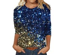 Spring Deals Silvester Oberteil Glitzer Damen T-Shirt Mit Kurzen Ärmeln Und Falten Shirts Damen Langarm Sommerhosen Damen Y2K Long Sleeve Top 2024