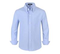 Spring&Gege Blau Hemden für Jungen Solid Langarm Oxford Hemd Kinder Jungen Kleiderhemden Studenten Knöpfen Hemd 164