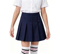 Spring&Gege Faltenrock für mädchen,Schuluniformen Sport Hosenrock Einfarbig Tennisrock mit Innenhose,Kurzer Tanzrock für Auftritte(Marineblau,11-12 Jhare)