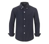 Spring&Gege Marineblau Hemden für Jungen Solid Langarm Oxford Hemd Kinder Jungen Kleiderhemden Schuluniform Knöpfen Hemd 128