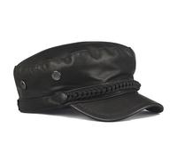 Spring Genuine Deer Leather Rider Style Newsboy Real Leather Fashion Cap Box Hat Cadet Visor Women Men's Baseball Hats(XL(57-58cm))