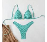 Springbreak Damen Bademode, zufälliges Blumen-Muster Top mit Spaghettiträgern und hoch geschnittene Bikini-Hose Set