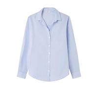 SPRINGFIELD Damen Light Poplin Striped Blouse with Lapel Collar Leichte Bluse, blau, 38
