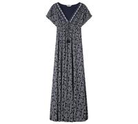 SPRINGFIELD Damen Midi Dress with V Neck and Printed Border Collar Kleid mit V-Ausschnitt, blau, X-Small