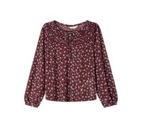 SPRINGFIELD Damen Printed Long Sleeve Blouse with Ladder Laces Bluse mit Langen Ärmeln, Weinrot, X-Small