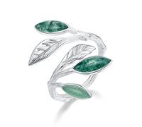 Springlight ✦ Geschenke für Frauen S925 Sterling Silber Damen Ring Grüner Blattring Verstellbar Natürliche Aventurin-Edelstein Offener Ringe Frauen Schmuck Personalisierte Geschenke.