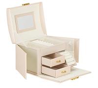 SPRINGOS Schmuckkästchen mit Spiegel Schmuckschatulle 17,5 x 12 x 13,5 cm Schmuckbox aus Kunstleder