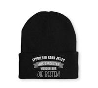 Spruchmütze Strickmütze Hausmeister Werden nur die besten Wintermütze lustige Beanie mit Stick OneSize, Farbe: Black