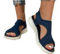 SPSMOKH Sandalen für Damen im Ausverkauf Orthopädische Schuhe mit Fußgewölbeunterstützung, niedriger Keil, leicht zu überstreifen, hyperweiche Memory-Foam, leichtes Gehen, Sommer, Strand, waschbar