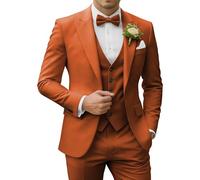 SPTALLFITJSV Herren 3-teiliger Anzug Slim Fit Peak Lapel 2-Knopf Blazer Jacke Weste Hose Set Hochzeit Business Abiball Party Anzug, burnt orange, XS