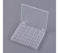 Spulenbox mit 36 Nähmaschinenspulen - Transparente Aufbewahrungsbox aus bruchfestem Kunststoff, 36 Fächer, Universal Spulen (20 x 11 mm, Ø 5,6 mm) - Nähzubehör für Nähmaschine & Handarbeiten