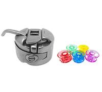 ZickZackNaehmaschine Spulenkapsel + 5 farbige Bunte Kunststoff Spulen für Husqvarna Emerald und Huskystar Nähmaschine