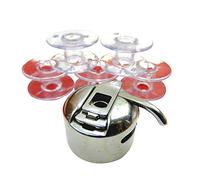 ZickZackNaehmaschine Spulenkapsel + 5 Kunststoff Spulen für Necchi 270, 524, 559 Nähmaschine