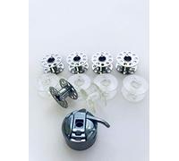 Spulenkapsel + 5 Metall Spulen + 5 Klarsicht Spulen für AEG Nähmaschinen