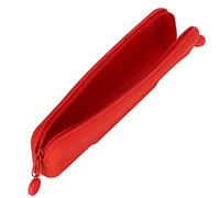SPYMINNPOO Mini-Stifttasche aus Silikon mit Reißverschluss für Kosmetikartikel, Weiche, wasserdichte Stifttasche für Reisen, Geschäftsreisen, 7,9 X 1,9 X 1,0 Zoll (rot (klein))