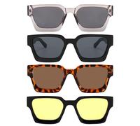 Square Sonnenbrille Frauen - Modische UV-Schutzbrille - Ergonomische UV 400 Quadratmeter Sonnenbrille Urlaub, , Festival, im Freien ermöglicht nahtlose Koordination mit Kleidung, Black, se