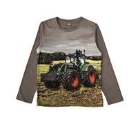 SQUARED & CUBED Jungen Langarmshirt Longsleeve Traktor Trecker Schlepper Fotodruck Farmer Landwirt Bauer H-379 (DE/NL/SE/PL, Numerisch, 116, Regular, Braun)