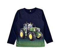 SQUARED & CUBED Jungen Langarmshirt Longsleeve Traktor Trecker Schlepper Fotodruck Farmer Landwirt Bauer H-377 (DE/NL/SE/PL, Numerisch, 152, Regular, Blau)
