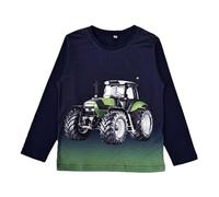 SQUARED & CUBED Jungen Langarmshirt Longsleeve Traktor Trecker Schlepper Fotodruck Farmer Landwirt Bauer H-385 (DE/NL/SE/PL, Numerisch, 92, Regular, Blau)