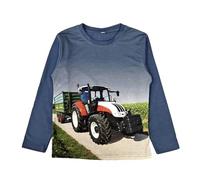 SQUARED & CUBED Jungen Langarmshirt Longsleeve Traktor Trecker Schlepper Silagewagen Fotodruck Farmer Landwirt Bauer H-383 (DE/NL/SE/PL, Numerisch, 92, Regular, Blau)