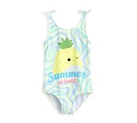 Squishmallows Maui The Pineapple Blauer 1-teiliger Badeanzug für Mädchen | Summer of Squish Beachwear in Blau und Weiß | Ärmellose Badebekleidung mit U-Ausschnitt und Schleifendetails - 7-8 Jahre