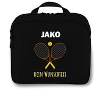 SR Teamsports Jako Kulturtasche One personalisiert Tennisschläger Text | Schwarz, 25x12x20 cm, Tennis, Aufschlag, Tennisplatz, Individuell, bedrucken lassen, zum Aufhängen, XL, Damen, Herren