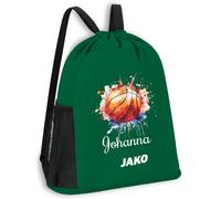 SR Teamsports JAKO Multibag One personalisiert Aquarell Basketball | Sportgrün, 30 x 45 cm, Sportbeutel, Trainingstasche, Vereinsbedarf, Geschenkidee