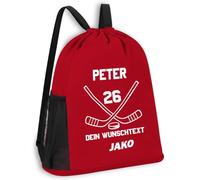 SR Teamsports JAKO Multibag One personalisiert Eishockey Name Zahl | Rot, 30 x 45 cm, Puck, Hockeyfan, Sportrucksack, Schuhfach, Nassfach, Sportbeutel, Kinder, Damen, Herren, Turnbeutel