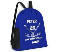 SR Teamsports JAKO Multibag One personalisiert Eishockey Name Zahl | Royalblau, 30 x 45 cm, Puck, Hockeyfan, Sportrucksack, Schuhfach, Nassfach, Sportbeutel, Kinder, Damen, Herren, Turnbeutel