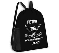 SR Teamsports JAKO Multibag One personalisiert Eishockey Name Zahl | Schwarz, 30 x 45 cm, Puck, Hockeyfan, Sportrucksack, Schuhfach, Nassfach, Sportbeutel, Kinder, Damen, Herren, Turnbeutel