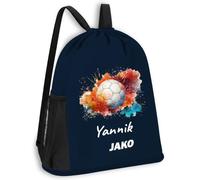 SR Teamsports JAKO Multibag One personalisiert Handball Aquarell | Marine Blau, 30 x 45 cm, Rucksack, Sportrucksack, Halle, Damen, Herren, Kinder, Gymsack, Turnbeutel, sportlich, mit Schuhfach