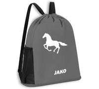 SR Teamsports JAKO Multibag One personalisiert Pferd mit Name | Grau, 30 x 45 cm, 1706, Sportrucksack, Sport, sportlich, mit Schuhfach, Damen, Herren, Kinder, Gymsack, Turnbeutel