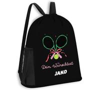 SR Teamsports JAKO Multibag One personalisiert Schleife Tennis | Schwarz, 30 x 45 cm, Sporttasche, Turnbeutel, Trainingstasche, Vereinsbedarf, Geschenkidee