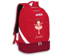 SR Teamsports JAKO Rucksack Iconic - Ballett - Ballerina rosa mit Name - personalisiertes Geschenk für Tänzer Mädchen Tanzen - 32 l - Rot/Weinrot