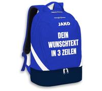 SR Teamsports JAKO Rucksack Iconic - Dein Wunschtext in drei Zeilen - Geschenkidee mit eigenem Text personalisiert - 32 l - Royal Blau/Marine