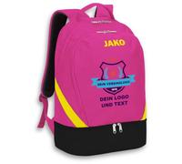 SR Teamsports JAKO Rucksack Iconic - Foto Bild - Dein Vereinslogo selber gestalten - mit Verein Logo und Text bedrucken - 32 l - Pink/Schwarz/Neongelb