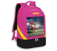 SR Teamsports JAKO Rucksack Iconic - Foto - Dein Wunschfoto und Text - personalisiert mit eigenem Bild bedrucken - 32 l - Pink/Schwarz/Neongelb