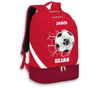 SR Teamsports JAKO Rucksack Iconic - Fußball - Fußballtor Netz mit Name - personalisiertes Training Equipment Zubehör Geschenk - 32 l - Rot/Weinrot