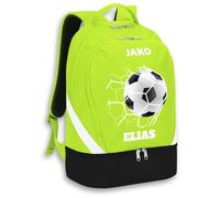 SR Teamsports JAKO Rucksack Iconic - Fußball - Fußballtor Netz mit Name - personalisiertes Training Equipment Zubehör Geschenk - 32 l - Neongrün/Schwarz